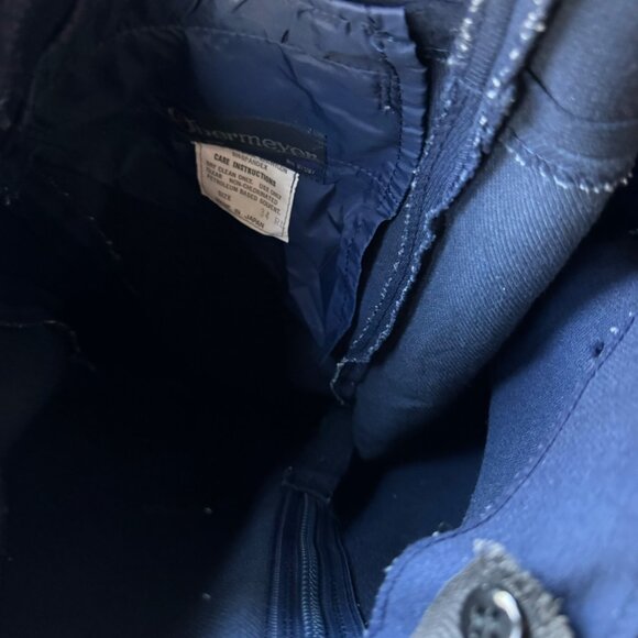 Obermeyer Men Ski Bib Pants Overalls 34 RL Wool Blend Padded Knees Navy Vtg - Picture 12 of 16